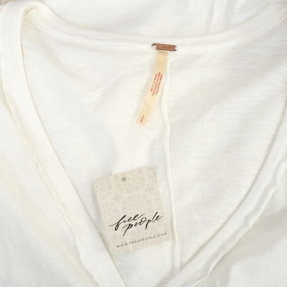 Free People Willow Maxi Top Crochet Lace Ruffle Cotton Jersey Ivory L NWT 284630 - Picture 9 of 9